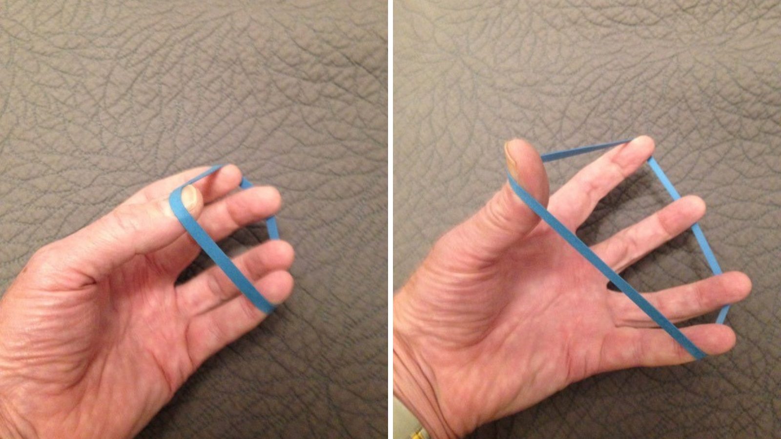 Rubber band finger outlet exercises